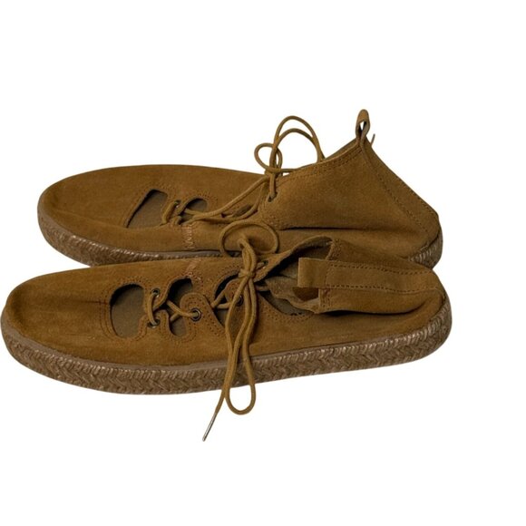 Ippon Vintage Brown Suede Lace Up Espadrilles Flats Size 38 - Picture 6 of 11